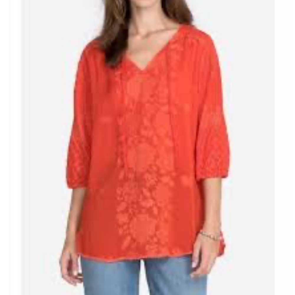 Johnny Was Orange Floral Tunic